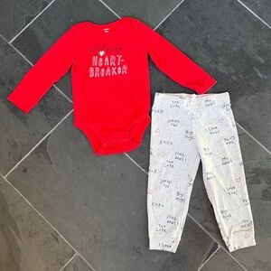 Carter’s 24M Valentines Day Outfit Set Long Sleeve Onesie & Pants Gender Neutral